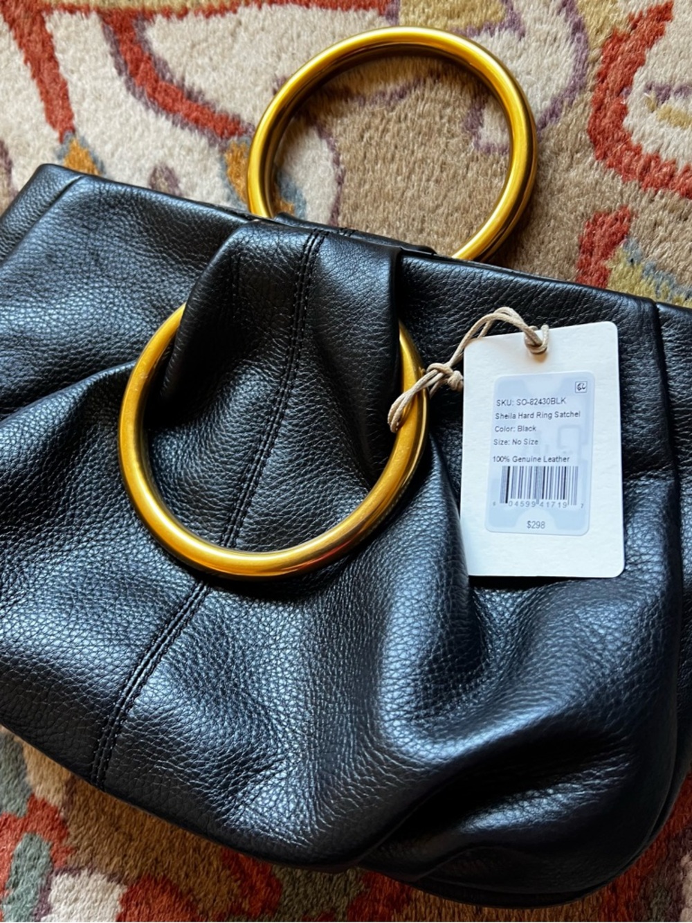 HOBO  (NWT) SHEILA  black leather hard ring satchel